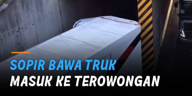 VIDEO: Tidak Pakai Mundur, Aksi Sopir Bawa Truk Masuk ke Terowongan Sempit