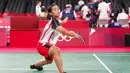 Gregoria Mariska Tunjung menjadi satu-satunya wakil Tanah Air di nomor tunggal putri. Ini adalah penampilan kedua Gregoria di Olimpiade Tokyo 2020 setelah ia menang mulus atas wakil Myanmar Thet Htar Thuzar 21-11, 21-8 pada laga pertama. (Foto: AP/Dita Alangkara)