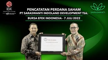 Pencatatan perdana saham PT Saraswanti Indoland Development Tbk (SWID), Kamis 7 Juli 2022 (Foto: BEI)