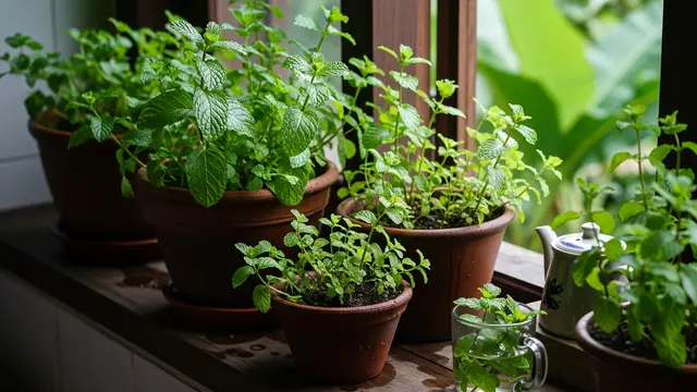 Kebun Mint dan Spearmint yang Menyegarkan