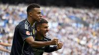Selebrasi pemain Real Madrid saat bungkam Sociedad di ajang LaLiga 2025/2026 (AFP)