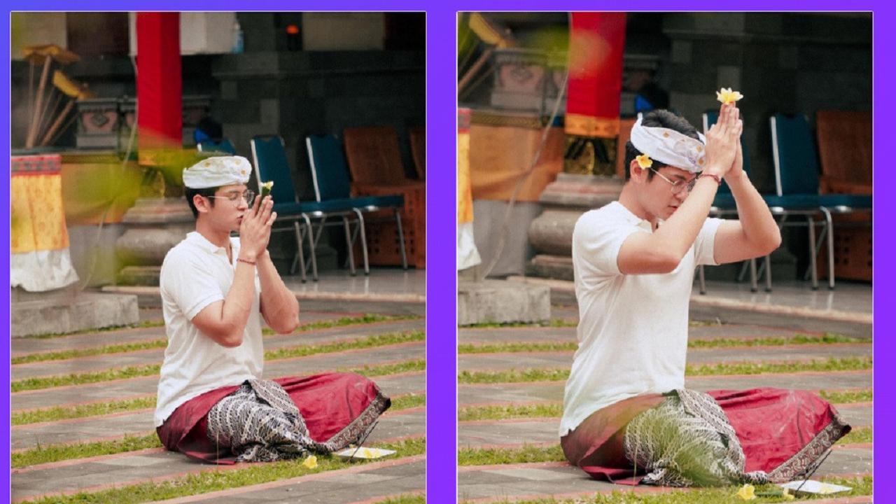 Antonio Blanco Jr rayakan Hari Galungan di Pura Dharma Sidhi, Ciledug (foto: instagram antonioblancojr)