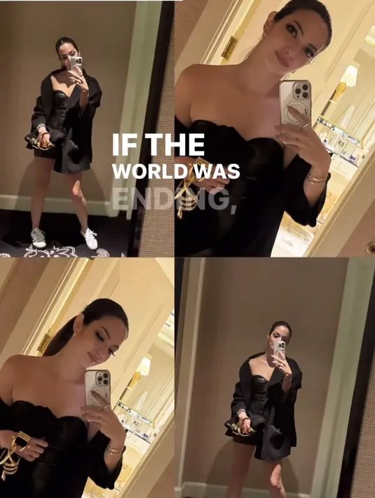 Di Las Vegas, Nia berkesempatan menyaksikan Bruno Mars. Ia pun tampil serba hitam lewat pakaian ya. [@ramadhaniabakrie]