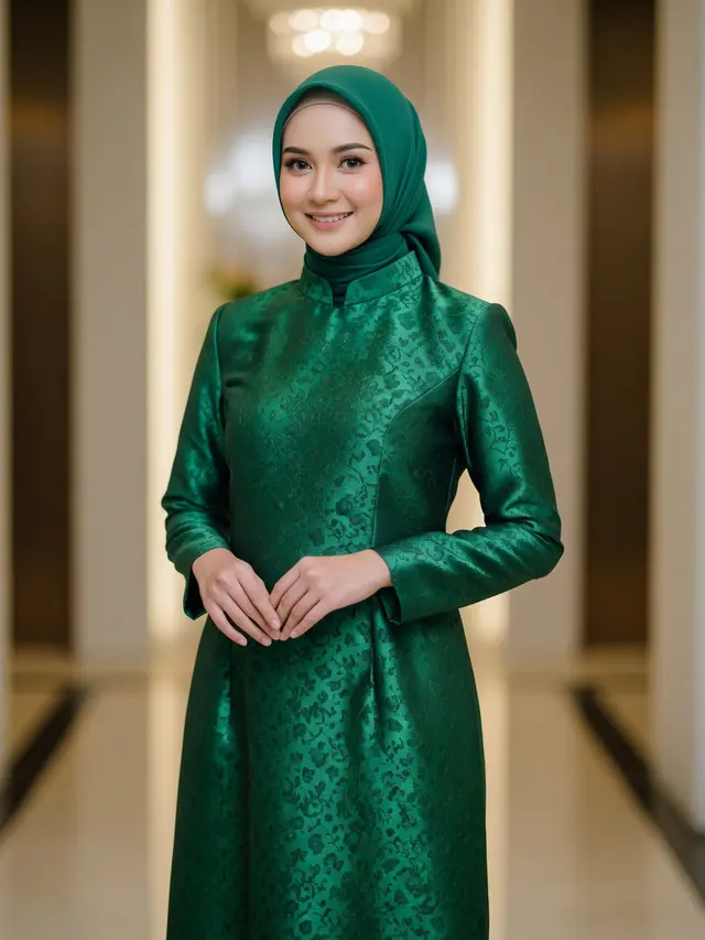 Gamis Brokat dengan Detail Kerah Shanghai