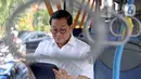 Menggunakan transportasi umum, Pramono Anung berangkat dari rumah dinasnya di sekitaran Taman Surapati, Jakarta Pusat menuju kawasan Matraman di Jakarta Timur. (Liputan6.com/Herman Zakharia)