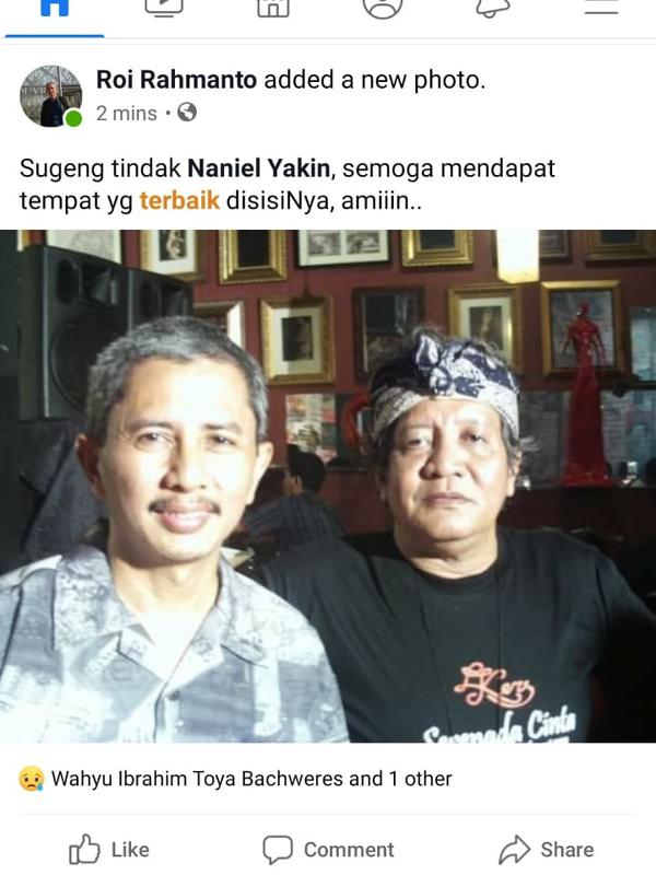 kabar meninggalnya Naniel Yakin (Facebook)