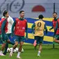 Portugal juga mencetak lima gol dan kebobolan tiga. (PATRICIA DE MELO MOREIRA/AFP)