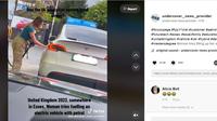 Ga sadar pakai mobil listrik, wanita asal Britania Raya ini kebinungnan saat mau isi bensin. (srouce: Tik-tok @undercover_news_provider)