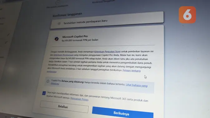 <p>Simak Biaya Berlangganan Microsoft CoPilot Pro di Indonesia. (Liputan6.com/ Yuslianson)</p>
