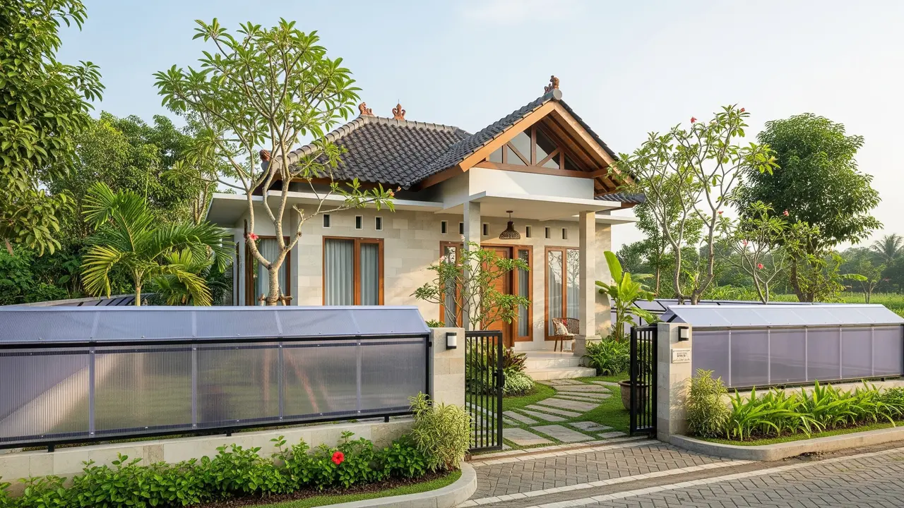Model Rumah Kecil Tapi Mewah dengan Pagar Besi Kombinasi Polikarbonat 2025/ Ilustrasi AI