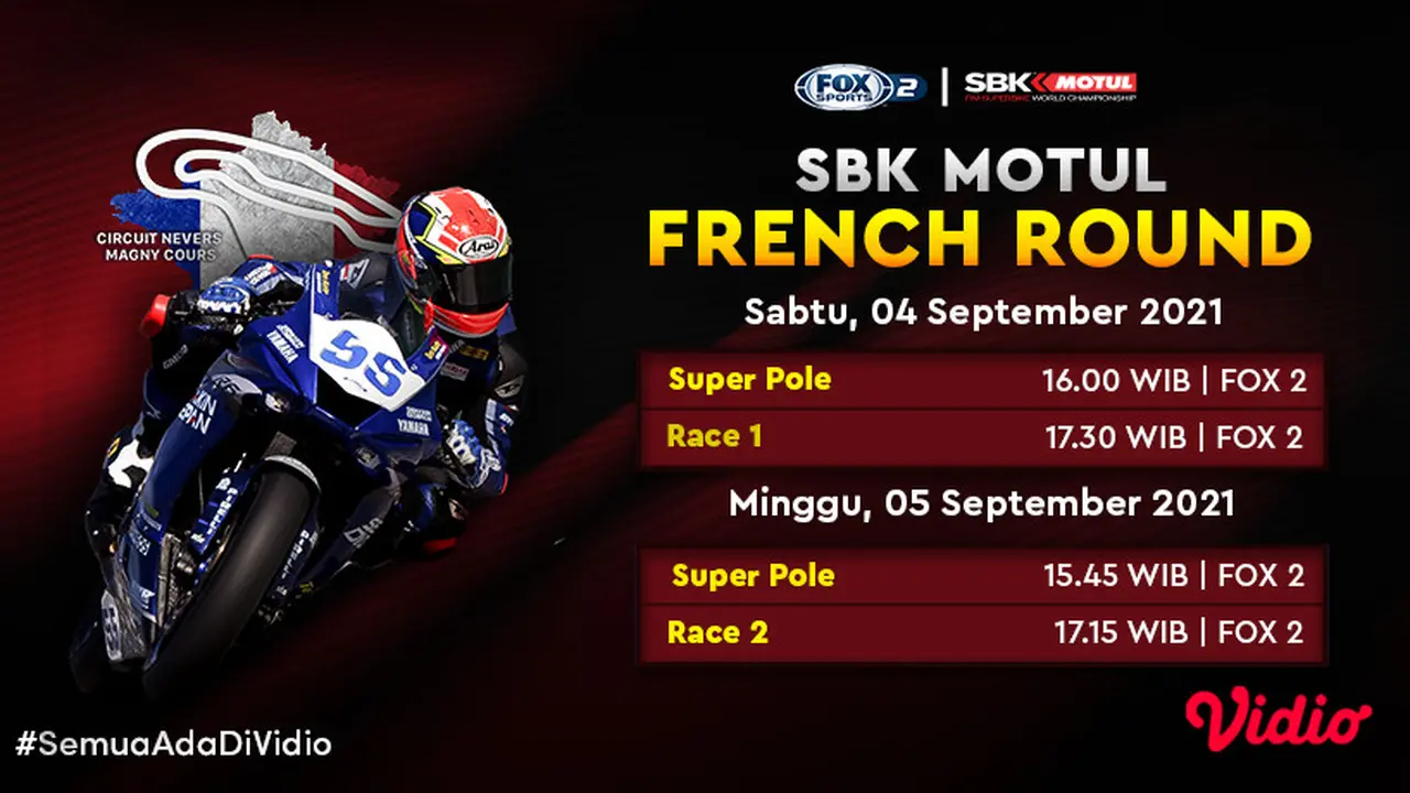 Jangan Ketinggalan, Live Streaming World Superbike Prancis 2021 Akhir Pekan Ini di Vidio 4 dan 5 September 2021
