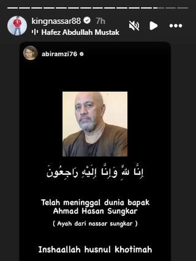 Ayah Nassar meninggal dunia (Instagram Stories)