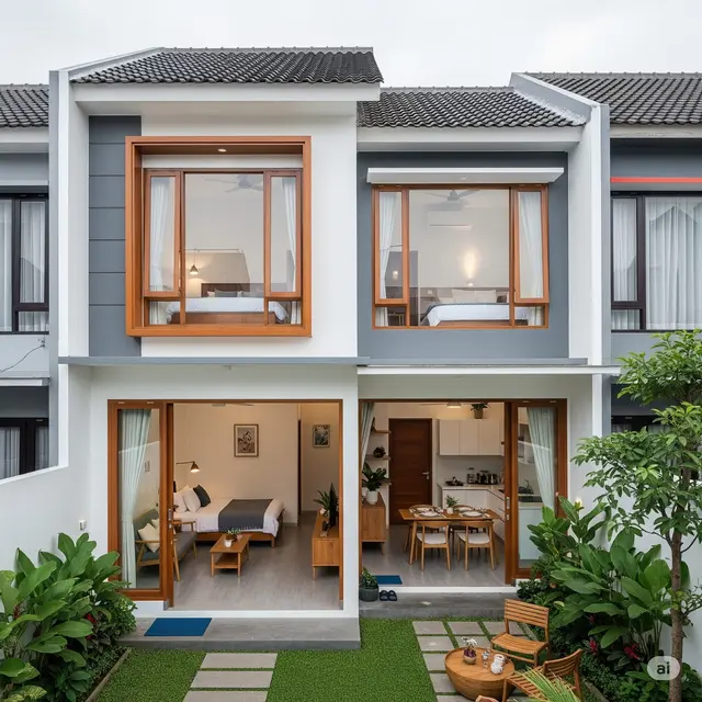 Desain Minimalis dengan Optimalisasi Ruang dan Taman Belakang