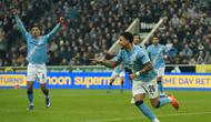 Selebrasi Savinho di laga Newcastle vs Manchester City di ronde kelima FA Cup di St James' Park, Minggu (08/03/2026) dini hari WIB. (AP Photo/Ian Hodgson)