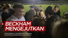 Berita video Mantan Pemain Manchester United, David Beckham terlihat menonton pertandingan sepak bola di desa kecil.