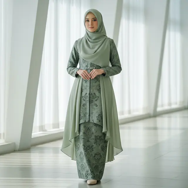 Inspirasi Gamis Brokat Warna Muted untuk Kantor & Acara Resmi (Image by Gemini AI)
