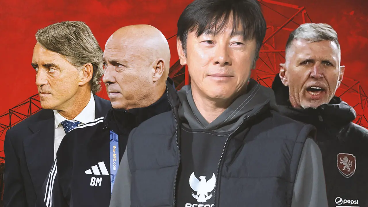 Ilustrasi - Shin Tae-yong, Roberto Mancini, Jaroslav Silhavy, Tintín Márquez