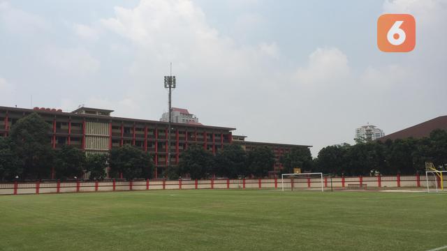 Penampakan markas baru Bhayangkara FC, Stadion Perguruan Tinggi Ilmu Kepolisian (PTIK), Jakarta Selatan.