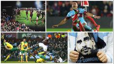 Foto terbaik Liga Premier Inggris pekan ke-25 antara lain diwarnai oleh syal Josep Guardiola yang sudah mulai dikenakan fans Manchester City serta kerasnya laga Southampton melawan West Ham.