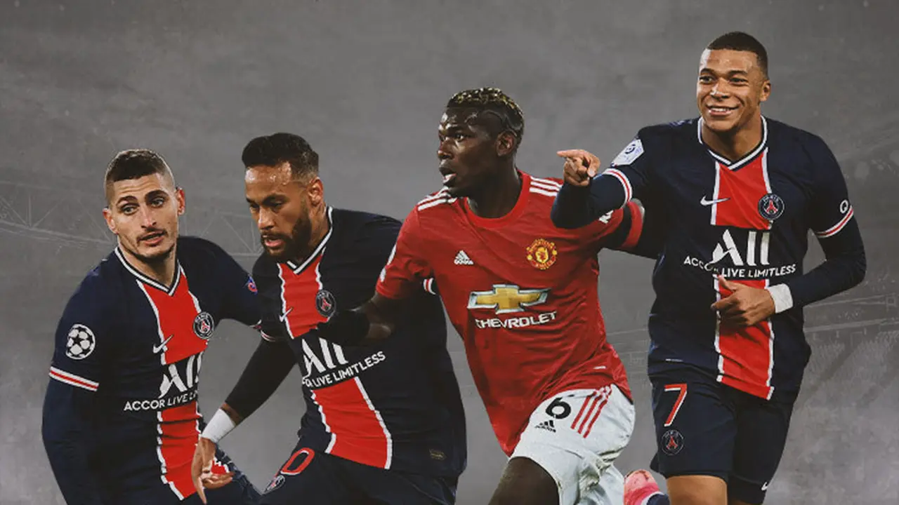 Ilustrasi - Marco Verratti, Neymar, Paul Pogba, Kylian Mbappe