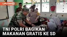 TNI Polri Bagikan Makan Bergizi Gratis ke Anak SD