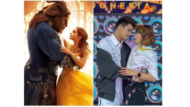Chika Jessica dan Leo Consul terlihat mirip saat menirukan salah satu adegan di film Beauty and The Beast.