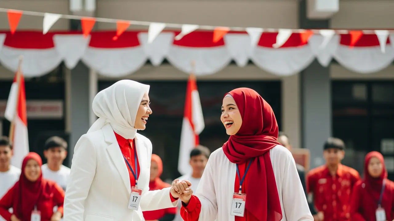 Outfit Lomba 17 Agustus untuk Muslimah.