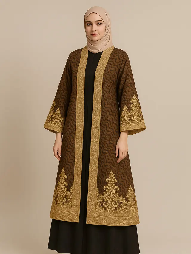 Model Batik Brokat Kombinasi Lengan Kimono Panjang
