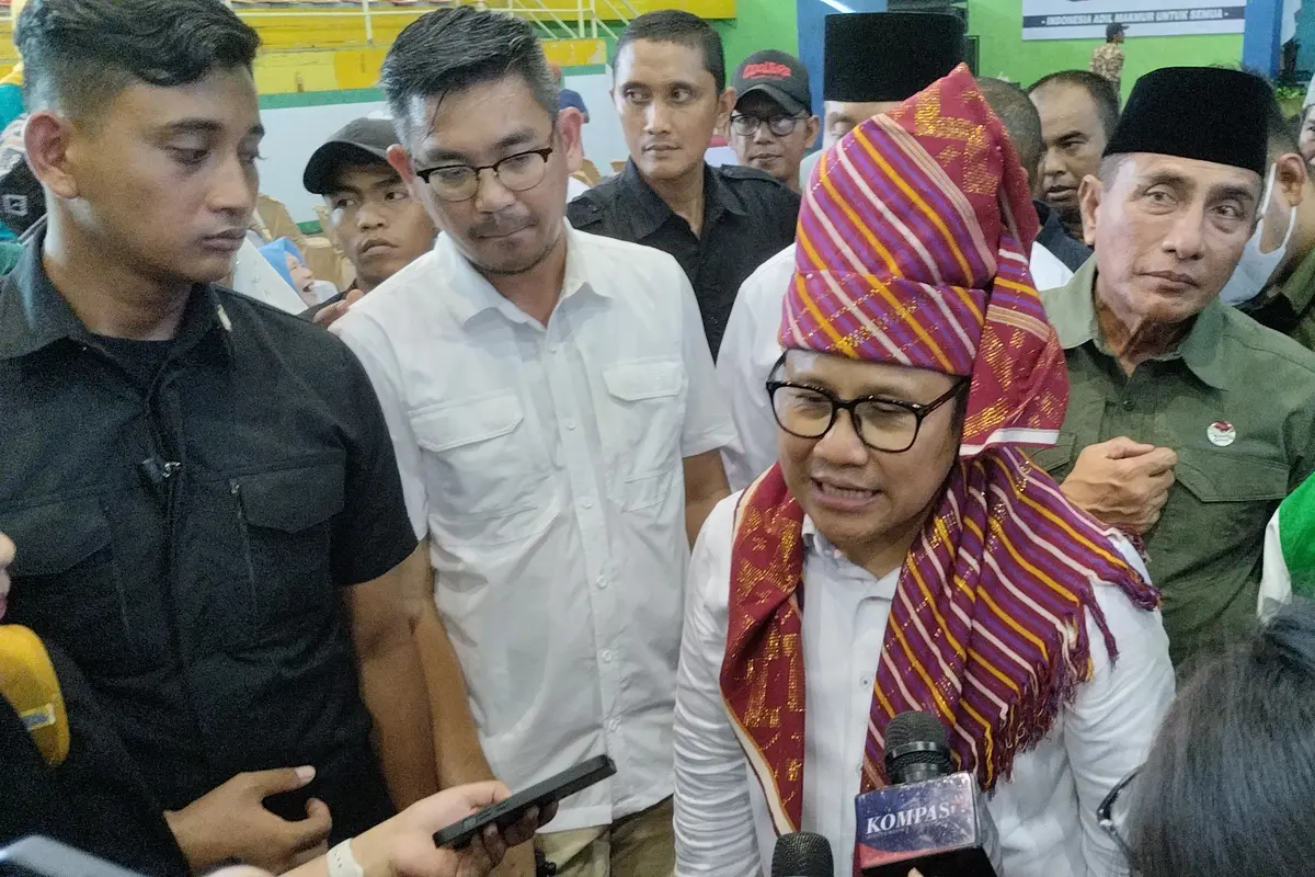 Calon wakil presiden (cawapres) nomor urut satu Muhaimin Iskandar alias Cak Imin di Sumatera Utara, Jumat (8/12/2023).