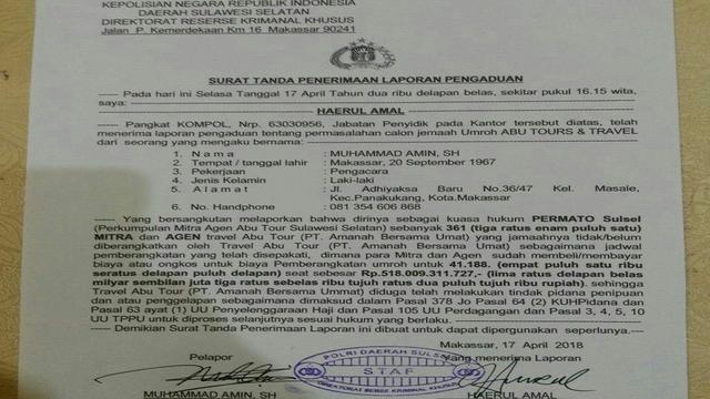 Agen Abu Tours se-Indonesia melapor ke Polda Sulsel (Liputan6.com/ Eka Hakim)