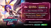 Jadwal dan Live Streaming Vidio Community Cup Ladies Season 7 Mobile Legends Series 13 di Vidio, Rabu 8 Desember  2021. (Sumber : dok. vidio.com)