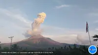 Gunung Lewotobi Laki-Laki di Flores Timur NTT kembali erupsi pada Selasa sore (30/9/2025), pukul 17.17 Wita. (Liputan6.com/ Dok PVMBG)