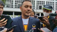 Ketua Dewan Pimpinan Pusat (DPP) Partai NasDem menanggapi soal dirusaknya puluhan Baliho bergambar calon presiden (Capres) Anies Baswedan di Jember Jawa Timur. (Liputan6.com/Winda Nelfira)