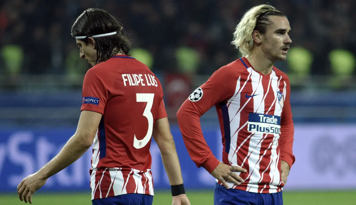 Atletico Madrid tersingkir dari Liga Champions 2017/2018 dan harus turun kasta ke Liga Europa. Beruntungnya, Mereka mampu menjuarai Liga Malam Jumat tersebut dan nyaris meraih double winners di musim tersebut, usai menjadi runner up di Liga Spanyol. (AFP/Tofik Babayev)