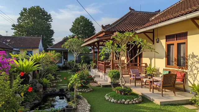Contoh Rumah Sederhana untuk Hari Tua dengan Taman Samping yang Menenangkan