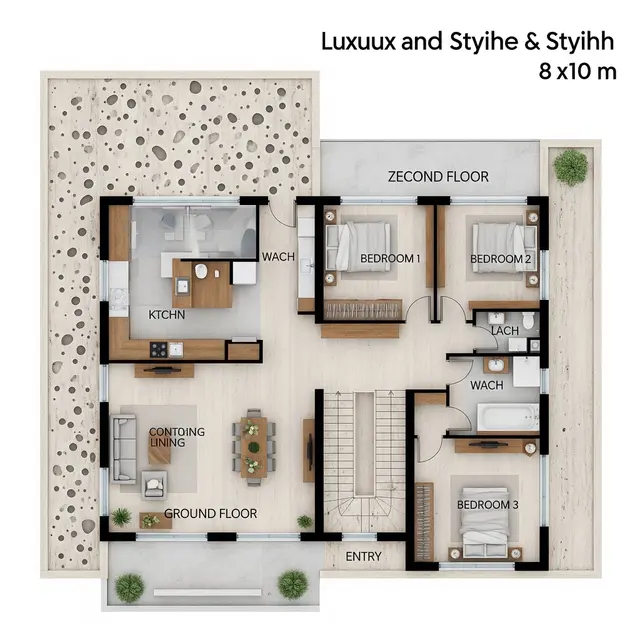 Inspirasi Desain Rumah Sederhana 3 Kamar Ukuran 8x10. Foto: Gemini