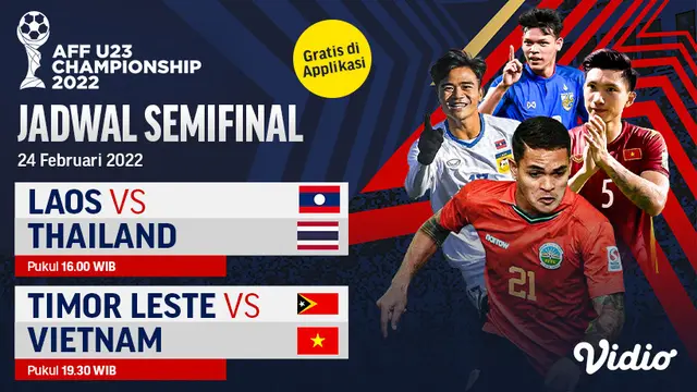 Link Live Streaming Semifinal Piala AFF U-23 2022 di Vidio, Kamis 24 Februari 2022
