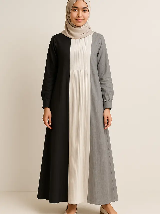 Gamis katun warna monokrom (sumber: AI)