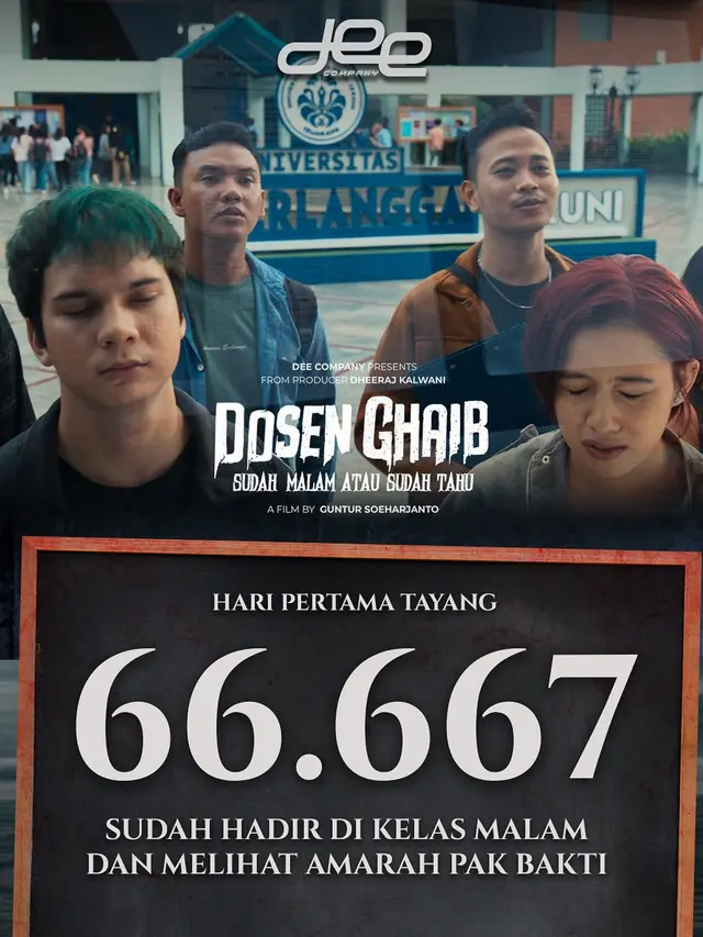 Jumlah penonton film Dosen Ghaib pada hari pertama penayangan, 15 Februari 2024. (Foto: Dok. Instagram @deecompany_official)