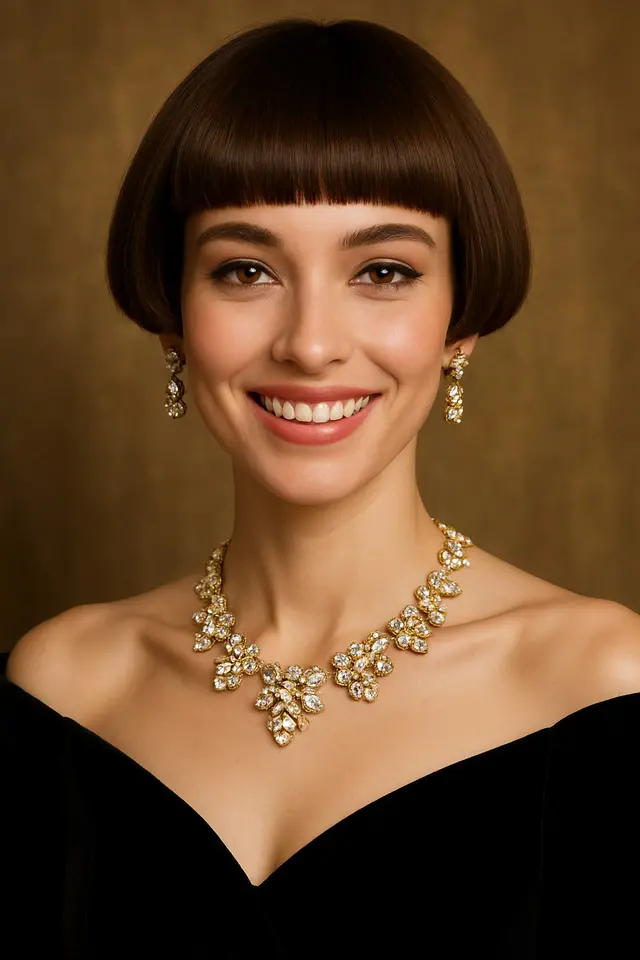 4. Bowl Cut dengan Poni di Atas Alis