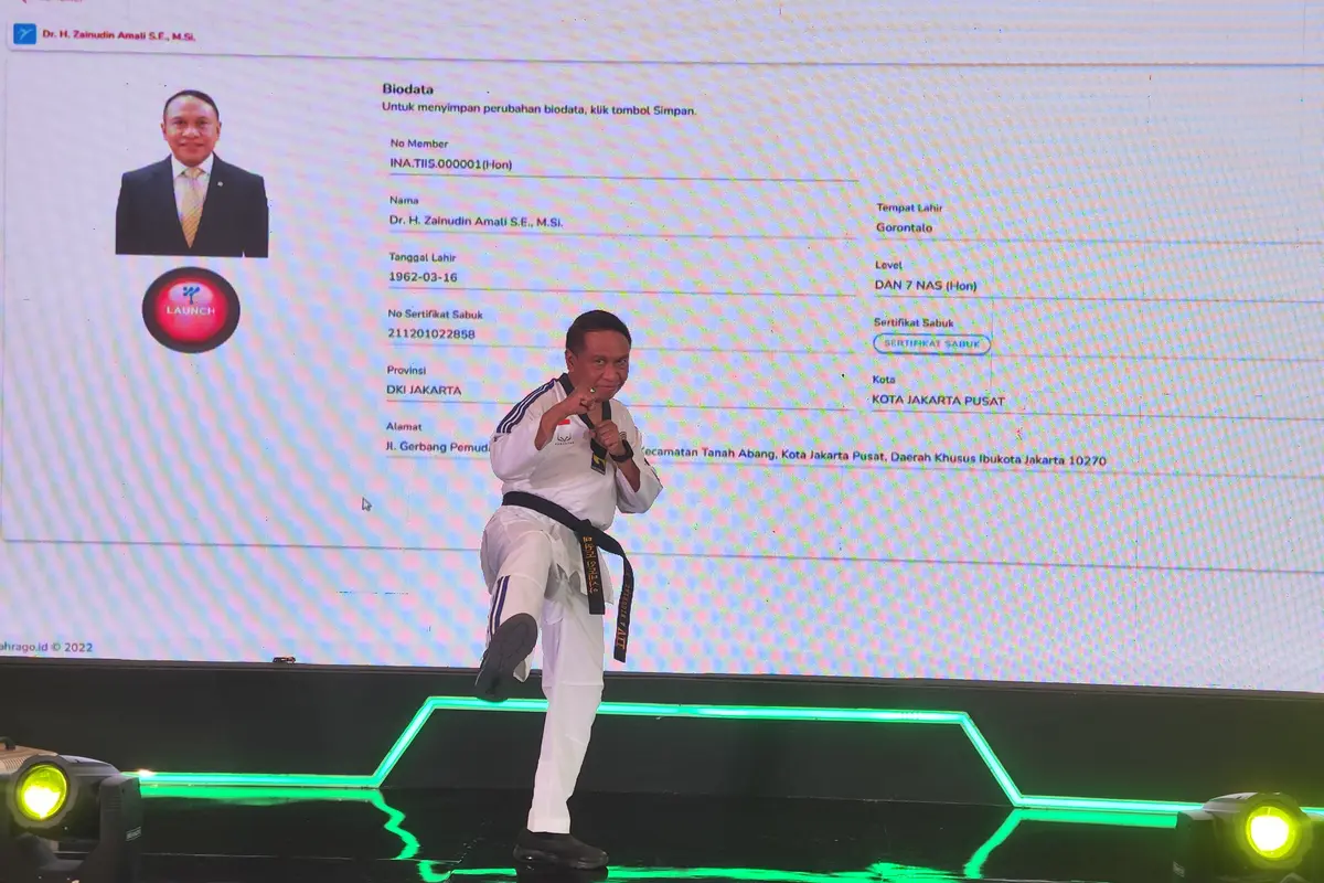 Menpora Zainudin Amali saat peluncuran platform digital Taekwondo