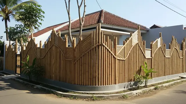 Model Pagar Rumah Subsidi dari Bambu yang Modern