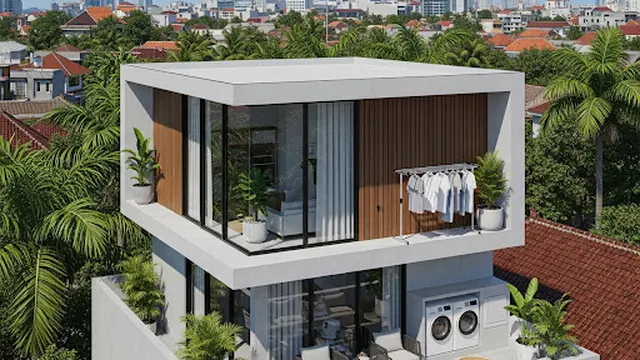 Rumah Model Kubus dengan Atap Flat