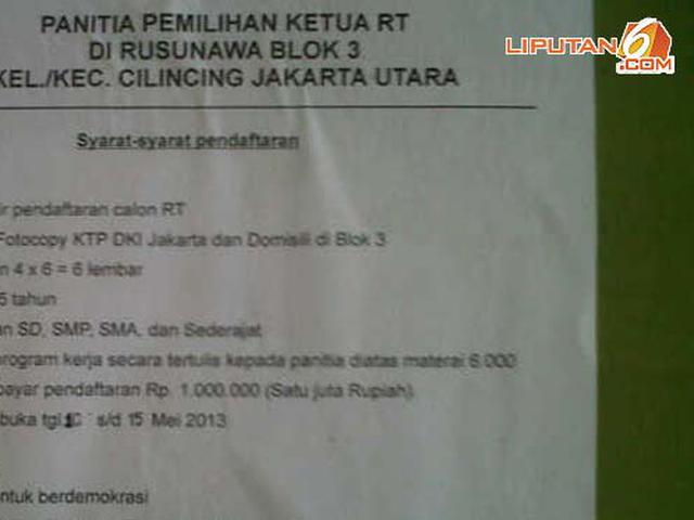 Dipungut Rp 1 Juta Pemilihan Ketua Rt Rusun Marunda Sepi