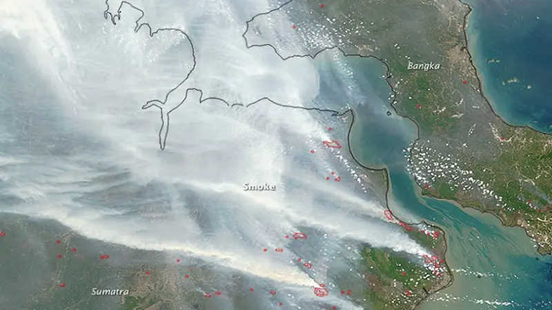 NASA Ungkap Foto Pekatnya Kabut Asap Sumatera dari Luar Angkasa