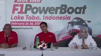 Menpaekraf Sandiaga Uno di F1 Powerboat Danau Toba 2023.&nbsp; (Liputan6.com/Henry)
