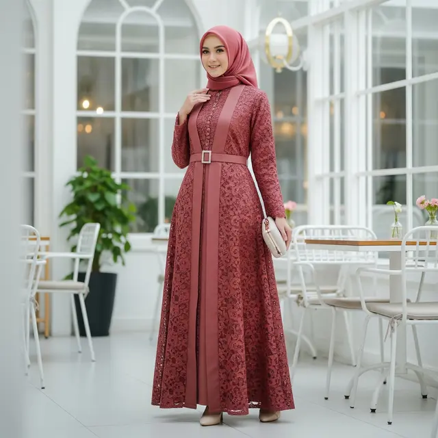 Model Gamis Kombinasi Depan untuk Gaya Muslimah Modern