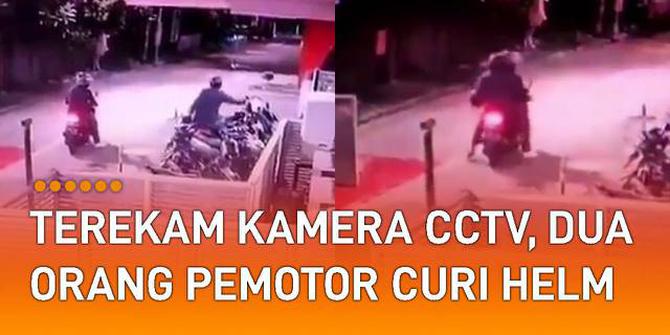 VIDEO: Terekam Kamera CCTV, Dua Orang Pemotor Curi Helm di Sebuah Tempat