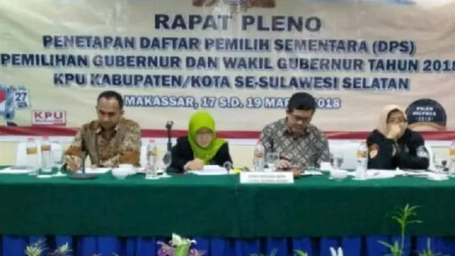Rapat Pleno KPU Sulsel terkait DPS Pilgub Sulsel 2018 (Liputan6.com Eka Hakim)