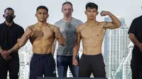 Petarung Indonesia&nbsp;Eko Roni Saputra (kiri) akan meladeni wakil Filipina Danny Kingad dalam laga MMA divisi flyweight ONE Fight Night 7, Sabtu (25/2/2023). (Istimewa)